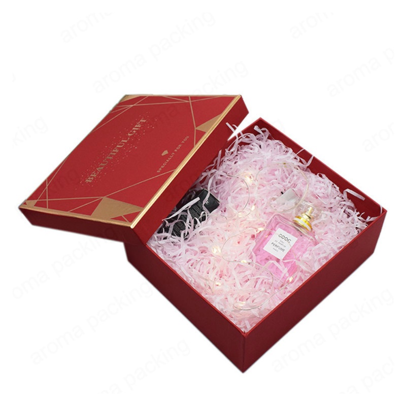 Red Color Cardboard Cosmetics Perfume Gift Packaging Box and Handle Bag – Perfume Gift Box and Perfume Gift Box Packaging price