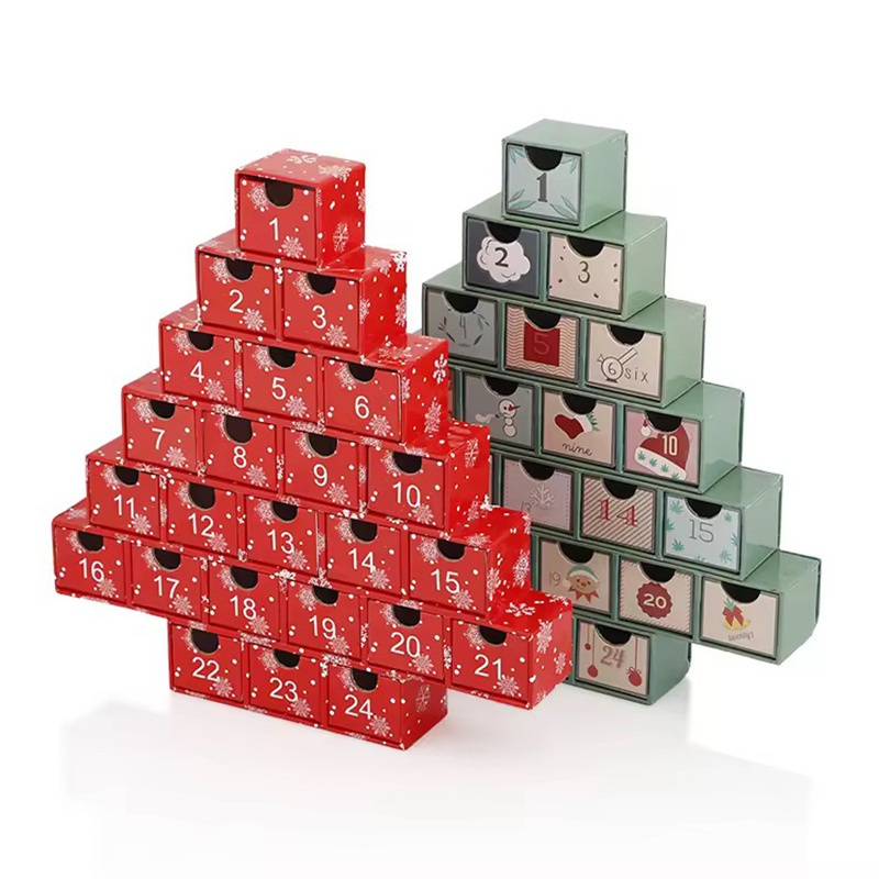 Custom Cardboard Paper Divider Gift Packaging Boxes Christmas Tree Shaped Advent Calendar Box for Chocolate Makeup Beauty Cosmetic – Paper Box and Gift Box price