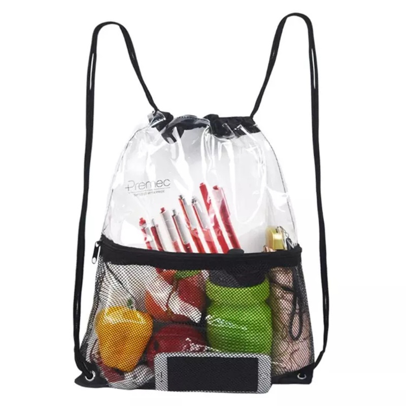 Promotional High Quality PVC Clear Pouch Bag Waterproof Transparent Backpack Bag for Sport PVC Drawstring Backpack Bag with PP Rope – Plastic Bag and Bag price