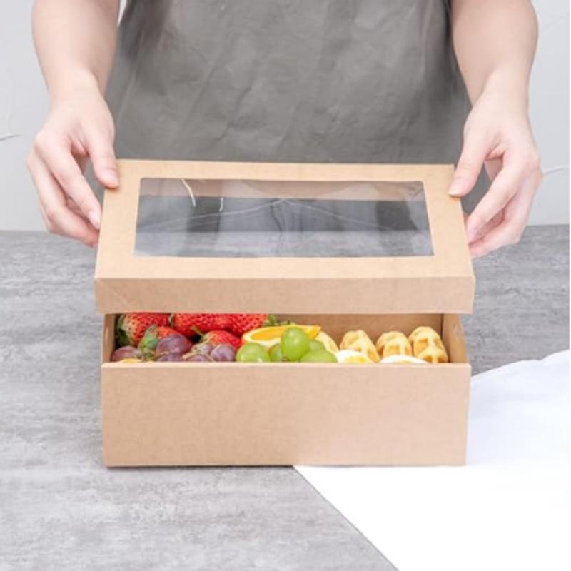 Brown Catering Tray/Lids Boxes, Take Away Flower Food Packaging Box with Window – Corrugated Cardboard Paper Box and Paper Box price