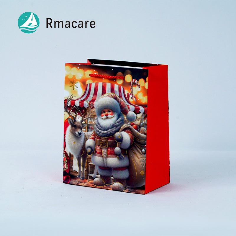 Christmas Portable Companion Handbag Old Man Color Printing Kraft Bag for Gifts Food Packaging Kraft Bow Flap Gift Packaging Bag – Wine Bag and Gift Bag price