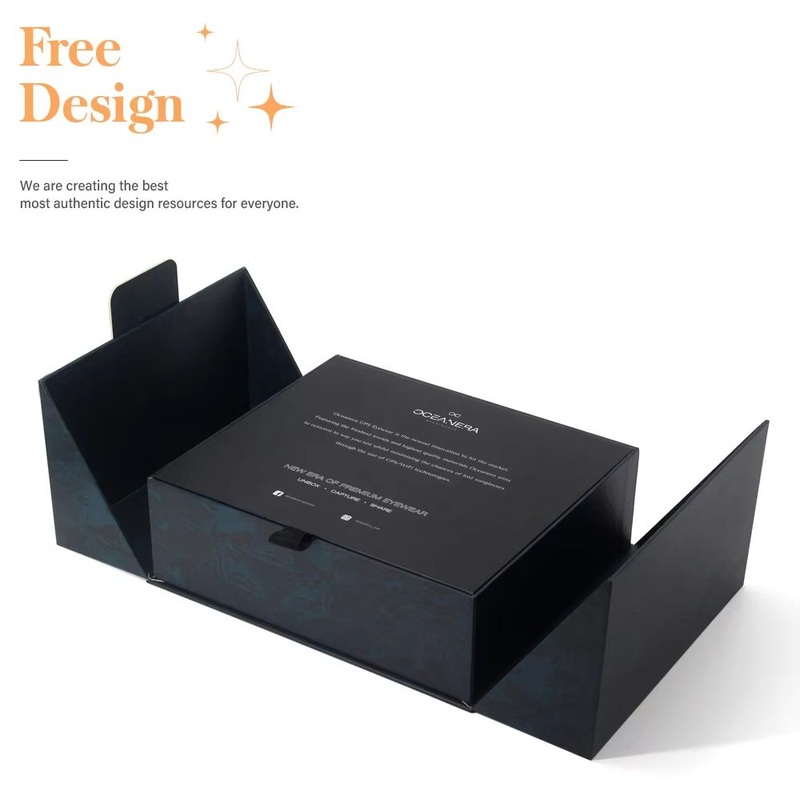 Premium Custom Logo Black Rigid Paper Box Packaging Double Door Open Gift Box – Magnetic Boxes and Double Door Box price