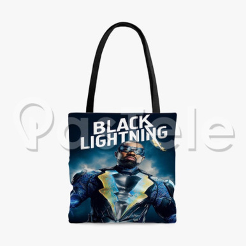Black Lightning Custom Personalized Tote Polyester Cotton Bags Unisex