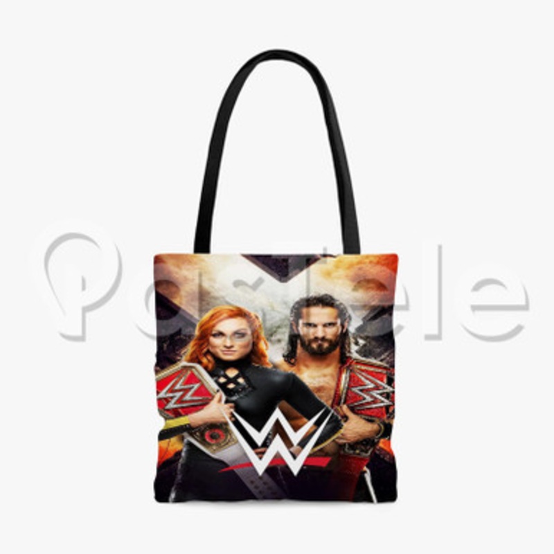 Becky Lynch Seth Rollins WWE Custom Personalized Tote Polyester Cotton Bags Unisex