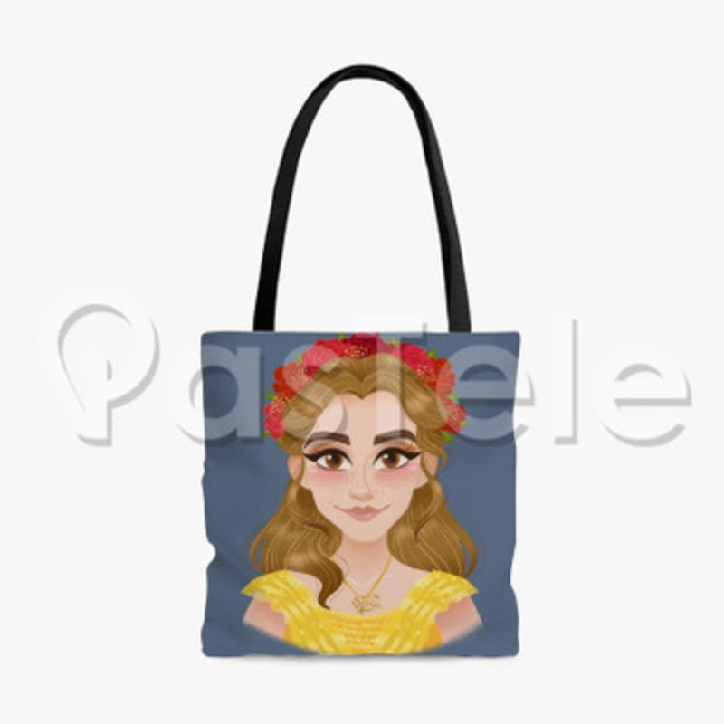Belle Beauty and The Beast Custom Personalized Tote Polyester Cotton Bags Unisex