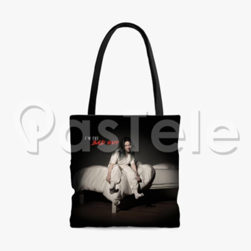 Billie Eilish bad guy Custom Personalized Tote Polyester Cotton Bags Unisex