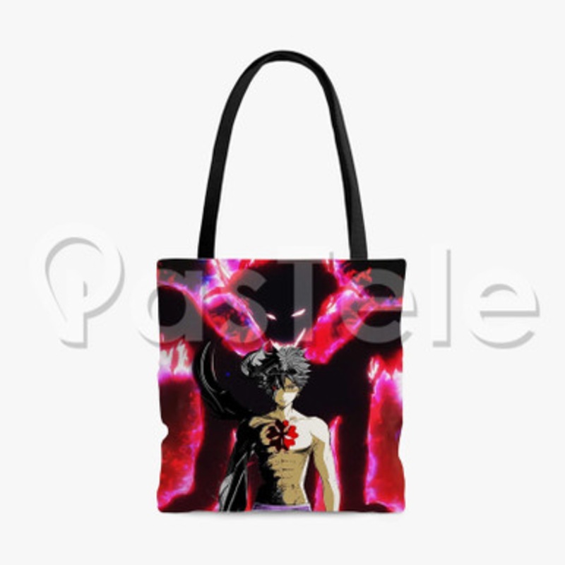 Black Clover Custom Personalized Tote Polyester Cotton Bags Unisex