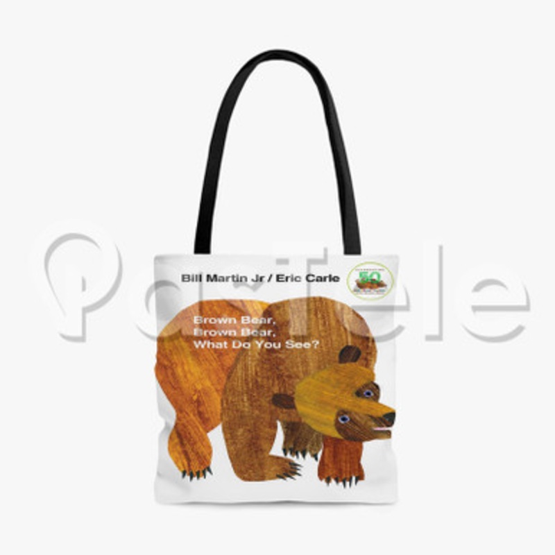 Brown Bear Brown Bear Custom Personalized Tote Polyester Cotton Bags Unisex