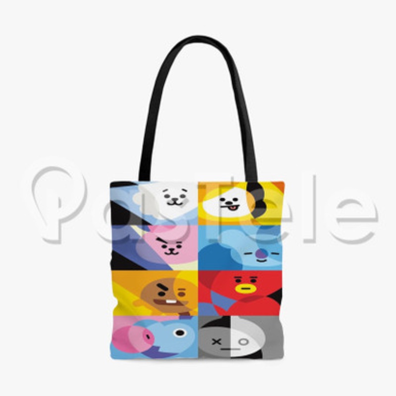 BT21 Characters Custom Personalized Tote Polyester Cotton Bags Unisex